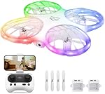 Ameta Morpho Drone with Camera 1080P HD, FPV RC Quadcopter for Beginners with 32 RGB Light/ 2 Batteries, White