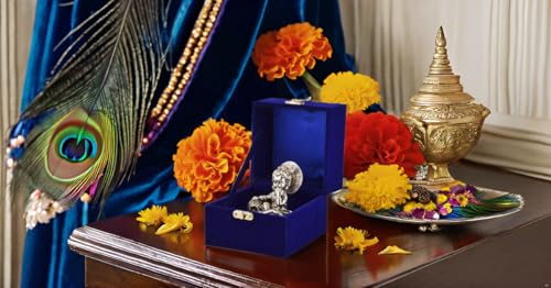 Image of Lavanaya Silver Presents - Silver Plated Laddu Gopal /Bal Gopal God Idol Statue - Perfect for Marriage Anniversary, Wedding, Housewarming, and Birthday Gifting with Premium Gift Box