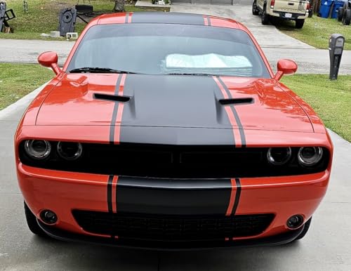 28" Wide Universal Style Bumper to Bumper Rally Racing Stripe Stripes Decals Vinyl Graphics Compatible with Any Year Dodge Challenger and Many Other Vehicles