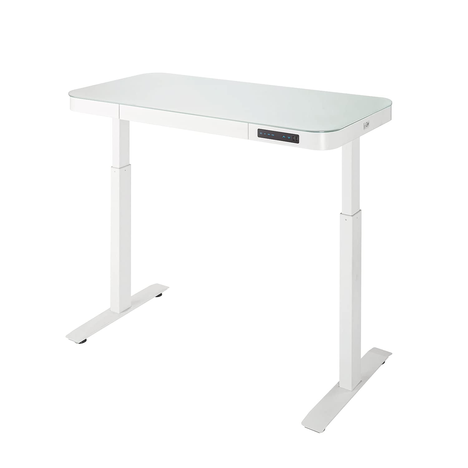 Seville Classics Airlift Ergonomic Tempered Glass Electric SitStand