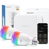 Yeelight Essential Kit de inicio: Matter Hub+ 2 bombillas E27, 1300 lm, 2700–6500 K, regulables, 16 M de colores, control por voz, automatizaciones, compatible con Alexa, Google, Apple Home