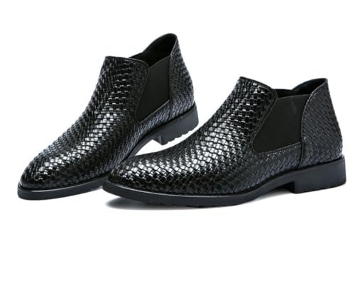 Men's Chelsea Boots - Casual Classic Ankle Boot with Textured Leather Slip-On Design