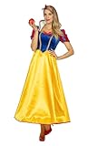 costume méchante reine blanche neige adulte Robe princesse élégante: robe longue jusqu'aux chevilles pour femmes, avec manches courtes bouffantes, col montant fixe et fermeture éclair dans le dos – inspirée du look classique des contes de fées