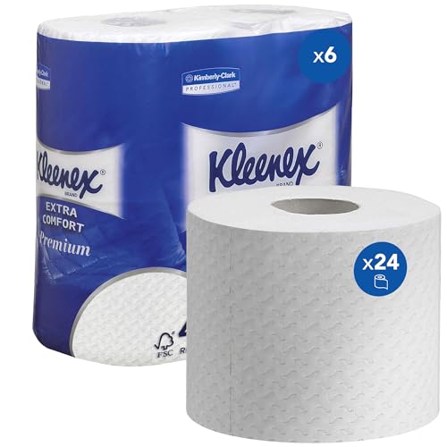 Kleenex Toilet Roll, 4-Ply Premium Quilted Toilet Paper, Soft, Flushable, FSC Certified, Luxury Bathroom Tissue, 24 Rolls x 160 Sheets (3,840 Sheets Total), model nr. 8484