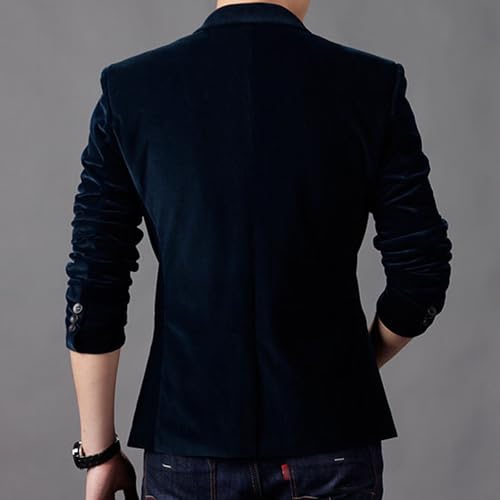 JEsilunmaMY Men's Business Casual Velvet Blazer Slim Fit One Button Fashion Sport Coat Wedding Prom Dinner Party Suit Jacket4