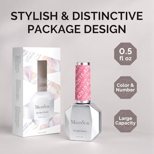 Image of MelodySusie 0.5fl oz Bright Bubblegum Pink Gel Nail Polish, Nails Soak Off UV LED Light Pink Gel Polish Gift for Women Nail Art Manicure Salon DIY Nail Design Decoration at Home-A2615