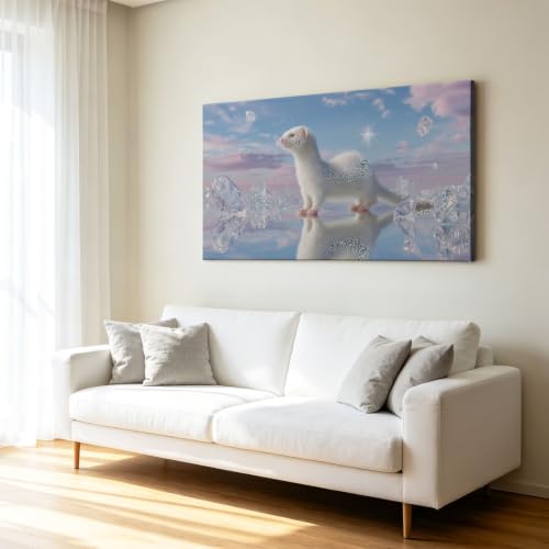 Tableau toile salon et chambre furet rêveur éthéré 140x70cm