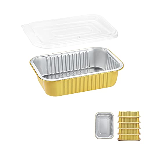 25oz Aluminum Foil Pans with Lids, 5 Pack, 6 x 4 Inch
