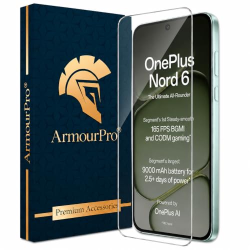 Image of ArmourPro 3D Borderless Tempered Glass for OnePlus Nord 6 and Nord CE 6, HD Clear Curved Edge to Edge Screen Protector, 9H Hardness, Oleophobic Coating, Case Friendly | Pack of 1
