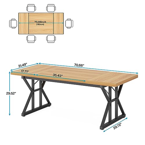 image for Tribesigns Farmhouse Dining Table for 6 People, 70.8-Inch Rectangular 
