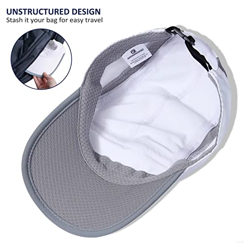 GADIEMKENSD Unisex Hats Baseball Cap UPF 50+ Sun Quick Dry Lightweight Breathable Reflective Trucker Hat Outdoor Hiking Fishing Run Golf Sports A Mesh Hats Running Hat Ponytail for Unisex White M/L - Image 4