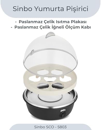 Sinbo SEB-5807 Yumurta Pişirici, 7’li Kapasite, Paslanmaz Çelik Taban, Sesli Uyarı, Kolay Temizlik ve Şeffaf Kapak - Görsel 5