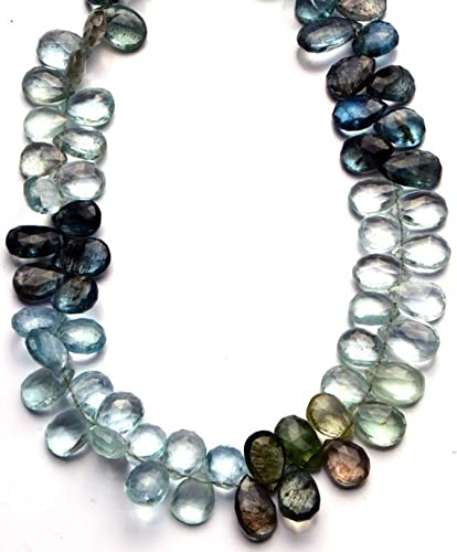 Aigue-marine mousse naturelle briolette facettée haut de gamme pour création bijoux unique