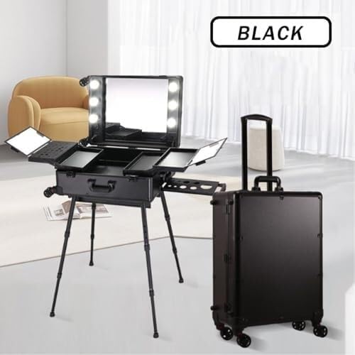 Miniatura 4 de Maletín De Maquillaje Con Ruedas, Caja De Luz, Estuche De Maquillaje Profesional Con Ruedas, Estuche De Herramientas De Maquillaje De Gran Capacidad