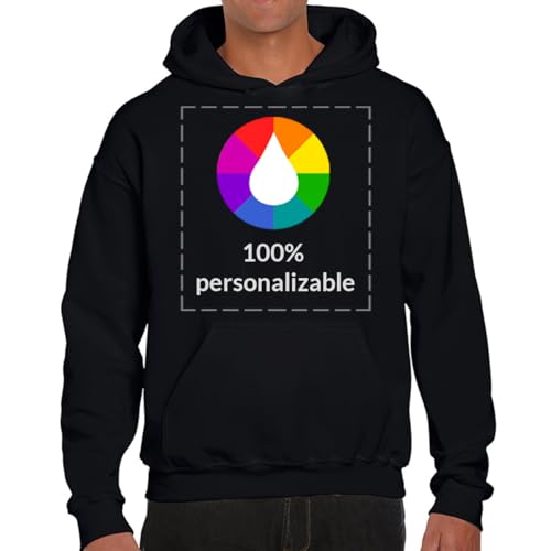 Genérico Sudadera Capucha Personalizable · con Tus Fotos y Textos · A Todo Color (Negro, XL)