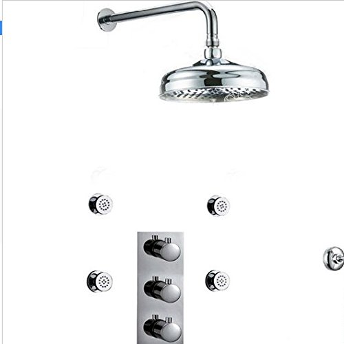 Mitigeur thermostatique trois poignées ensemble douche laiton 37 cm