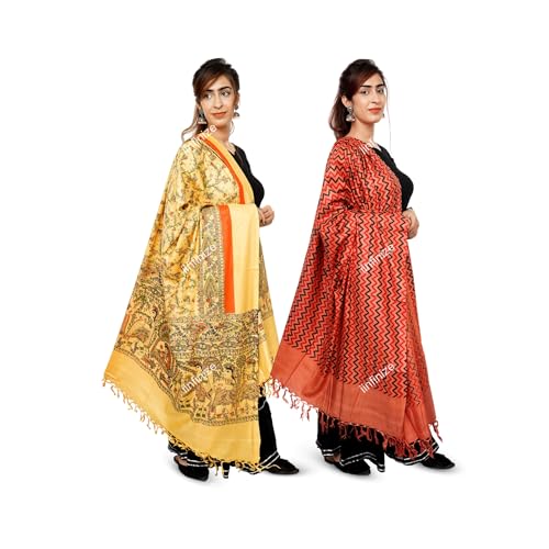 Châles traditionnels pour femme doux et grands lot de 2 imprimés