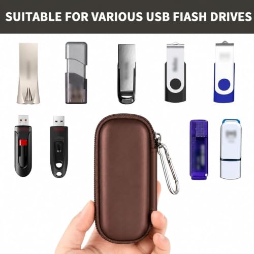 Image of USB Flash Drive Case, SD Card /Thumb Drive /Memory Cards Holder, Bag Only | SDXC /SDHC Storage, Electronic Accessories Organizer for SanDisk / for Samsung, for Students /IT /Office /School /Travel, D-Brown