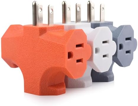 Cable Matters [UL Listed] 3-Pack 3 Way Plug Adapter 15A 1875W in Combo Colors (3 Prong 3 Outlet Adapter, Power Splitter Plug Outlet, Multi Plug Outlet, Outlet Extender)