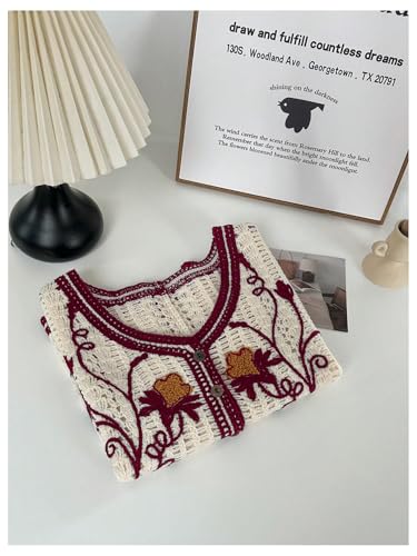 Image of GORGLITTER Women's Embroidered Floral Crochet Vest Button Crop Summer Cowgirl Western Top Rodeo Country Concert Outfits