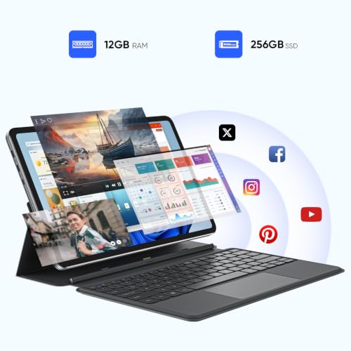 Image of 2-in-1 Laptop Computer, 12GB RAM 256GB SSD, 12 inch 2K Touchscreen