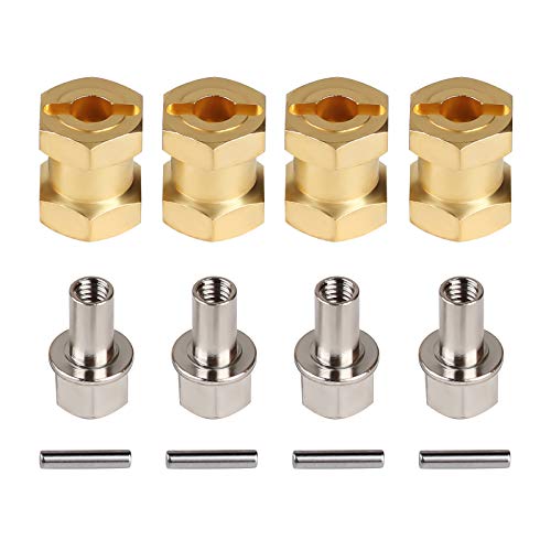 INJORA RC Hex Hub 12mm Brass Wheels Hex Hub Extension Hex Drive Adapter for 1/10 RC Crawler Axial SCX10 90046 D90 (15mm)