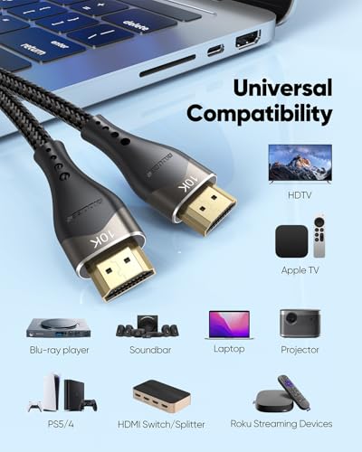 Image of 10K 8K Short HDMI Cable 6 inch, 48Gbps Ultra High Speed Small HDMI Cable 0.5FT HDMI Cord 2.1 with 8K@60Hz 4K@120Hz, eARC, HDR10+, DTS:X, 3D for HDMI Switch /Laptop /Apple TV /Fire TV /Monitor /PS5