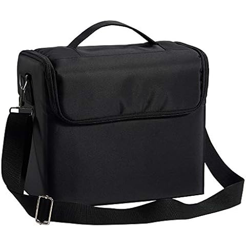 Vanity Case Makeup Box Organiser Travel Train Case Luggage Make Up Beauty Box with Shoulder Strap, Medium Size:28x17x25cm, Black Cover