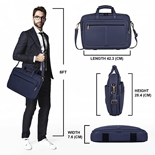 Image of WildHorn Classic Leather 15 inch Laptop Messenger Bag for Men I Office Bags I Travel Bags I Carry Handles with Adjustable Strap I DIMENSION: L- 15.5 inch H-11.5 inch W- 3.5 inch
