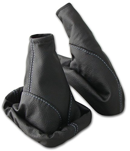 adatto per: Intersale L&P A099-7 Set Cuffia Leva Cambio e Cuffia Freno a Mano - Opel Astra G - Vera Pelle Nero - Cucitura Blu