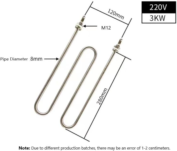 W-shaped Q2 Rice Steamer Heating Element, M12 220V/3000W 201 Stainless Steel Electric Heating Tube for Rice Steamer Water Heater Insulation Box