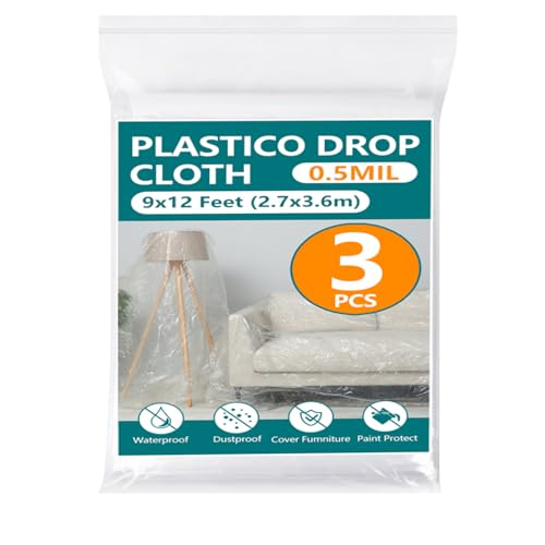 3-Pack Disposable Plastic Drop Cloths for Protection