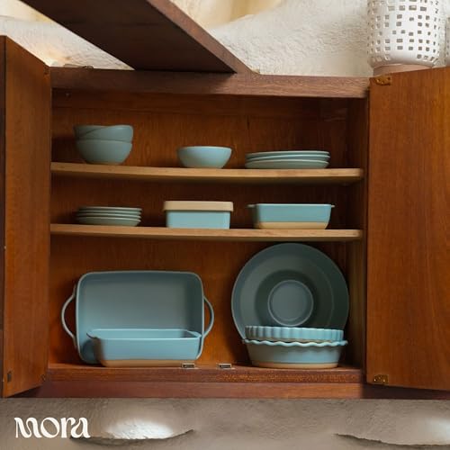 Image of Mora Ceramic Baking Dish with Handles For Casserole, Lasagna, Gratin, Broiling, Roasting, and Baking. Large 9x13 in Pan, Extra Deep - Porcelain Serving Bakeware from Oven to Table. Freezer Safe - Iris