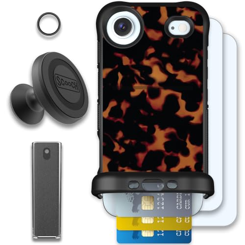 Scooch for iPhone Air Wallet Case Card Holder, Wingmate, Tortoise Shell