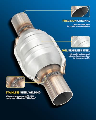 Convertidor catalítico universal de 2.5 pulgadas PHILTOP compatible con sensor O2 sustituye 53005 3