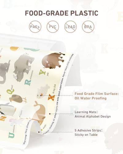 Babebay Disposable Stick-on Placemats 60 Pack for Baby & Kids & Toddler, Sticky Placemats Restaurant Table Mats 12