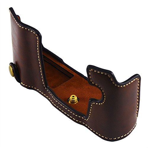 First2Savvv Xjpt-Em10-D10 Dark Brown Leather Half Camera Case Bag Cover Base For Olympus Om-D Em10 #TOP1