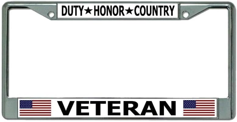 Military Veteran Chrome License Plate Frame