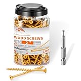 100 PCS #8 x 2 Flat Head Hardened Steel Deck Screws, Star/Torx Drive Multipurpose Wood Screws with Ceramic Coating for Corrosion Resistance, T25 Star Bit Included by TPOHH