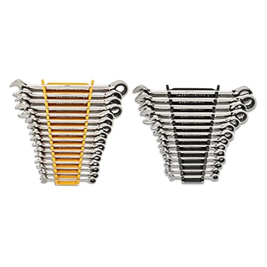 GEARWRENCH 30 Piece 12 Point Ratcheting Combination SAE/Metric (1/4-1 in., 8-24 mm) Wrench Set with Wrench Racks - 86702