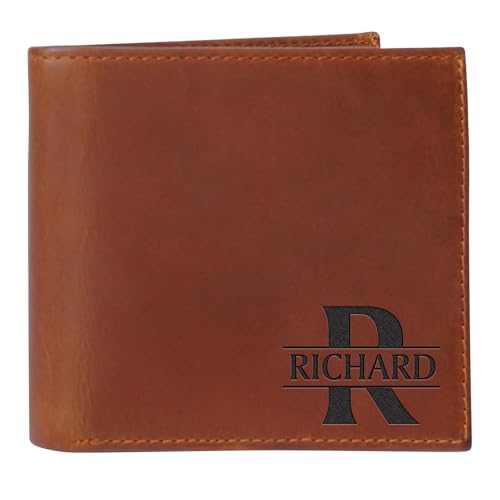 Customizable Men's Wallet, Custom Monogram Bifold Wallets for Men, Personalized Gifts for Men Boyfriend Husband, Customized Gifts for Christmas Birthday, Leather Front Pocket Wallet with ID Window2