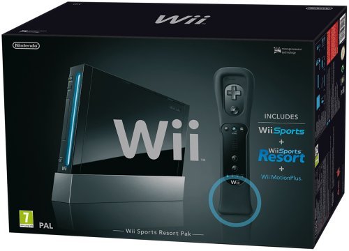 wii 黒 Nintendo Wii Console (Black) with Wii Sports + Wii Sports Resort
