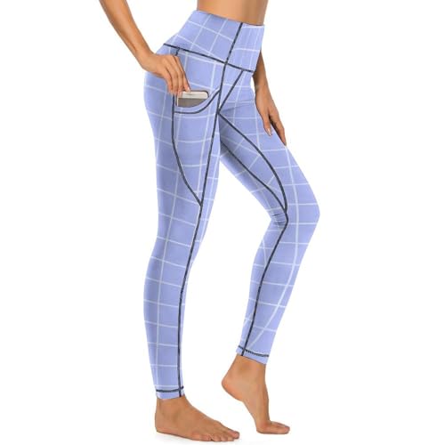 Legging bleu clair imprimé taille haute avec poches pour sport