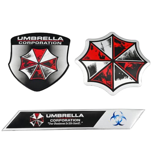 Kaolituis Umbrella Corporation Car Badge Circle Decals 2.95in Dia Resident Evil Stickers 3D Metal Label Emblems for Car Motorcycles,3PC