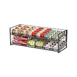 JKsmart 2-Tier Stackable Can Rack Organizer for Pantry Shelf, Extra-Long Can Holder for Kitchen Organization,Heavy Duty Can Dispenser for Canned Food Soup Goods up to 54 in Cabinet Storage, Black