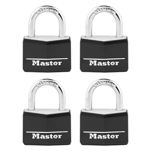 Image of Master Lock 141Q Covered Aluminum Keyed Padlock, 4 Pack, Black