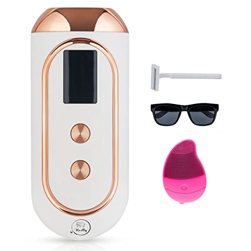 IPL Gerät Haarentfernung Laser mit 999,900 Lichtimpulse, 5 Energiestufen Schmerzlose Haarentfernungsgerät Professioneller für Körper Achselhöhlen Gesicht Bikinizone und Frauen Männer (weiß und gold) Cover