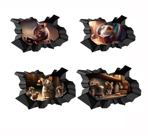 Vinilos Decorativos de Ratón 4 piezas 3D