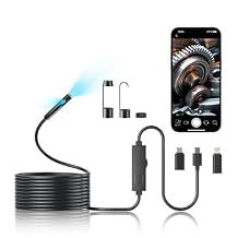DualLens Endoscope Camera with Light,1920P HD Inspection Camera for Automotive & Home, IP67 Waterproof Borescope with Semi-Rigid Snake Cable,Detects Pipe Clogs,Engine Issues-16.5FT for iPhone Android
