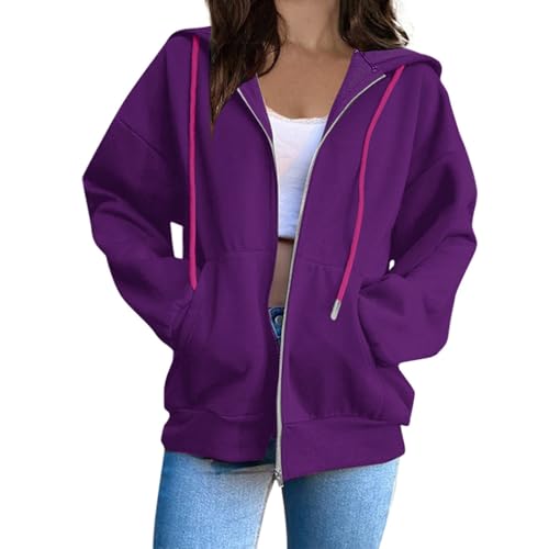 Manteau de survêtement femme léger et grande taille veste à capuche ample